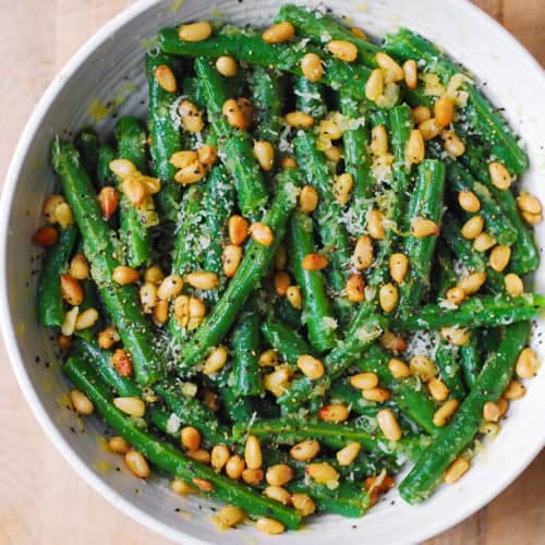 Green Beans Marinated in Oregano and Served 