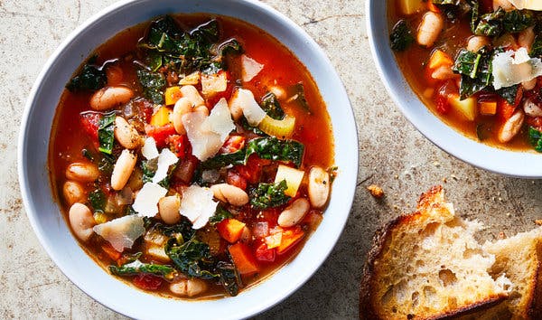 Soup Made With White Beans And Kale, Including Chicken