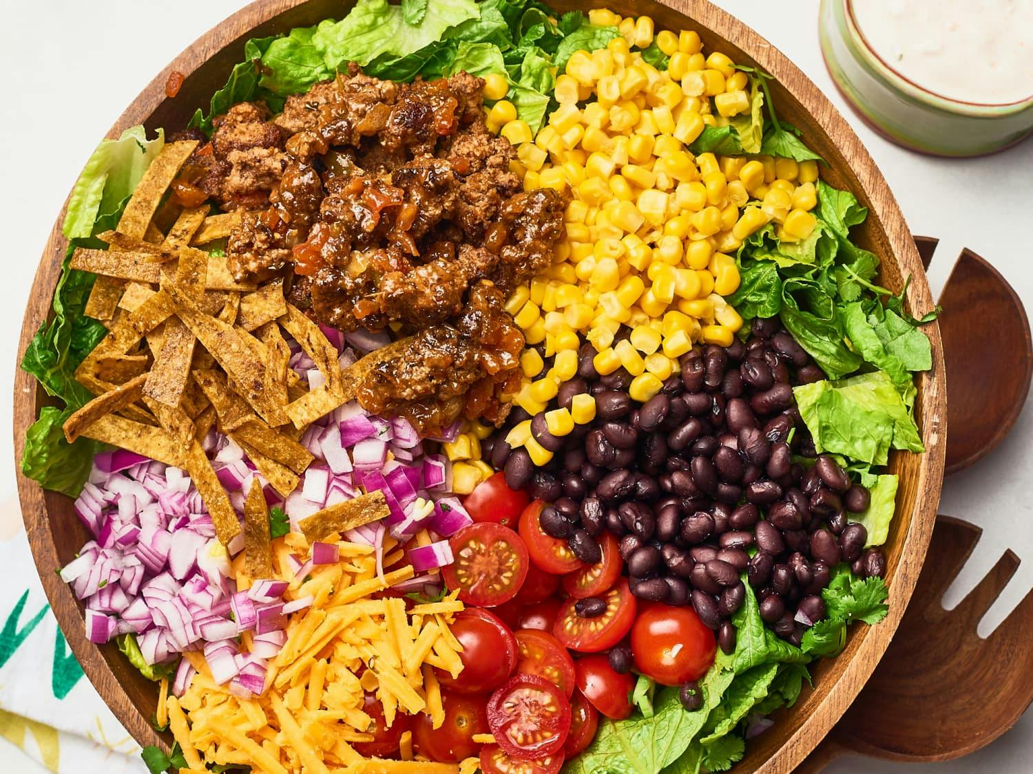 Taco bowl with beans and vegetables