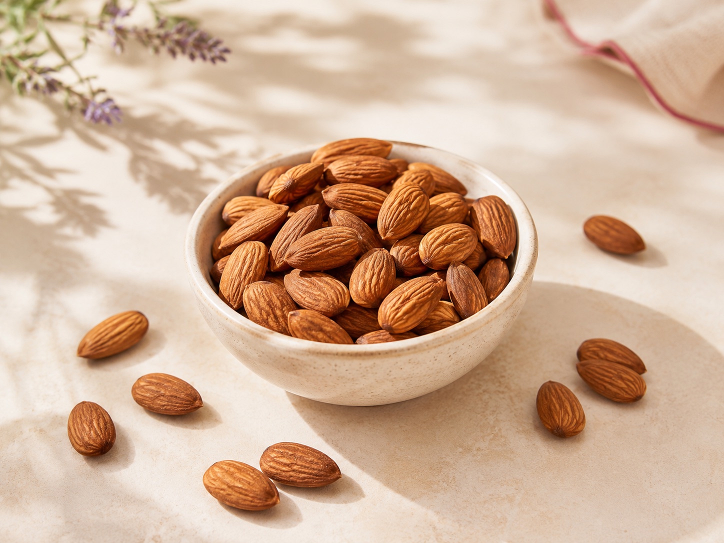 Almonds styled for a healthy weight-loss ingredient guide.