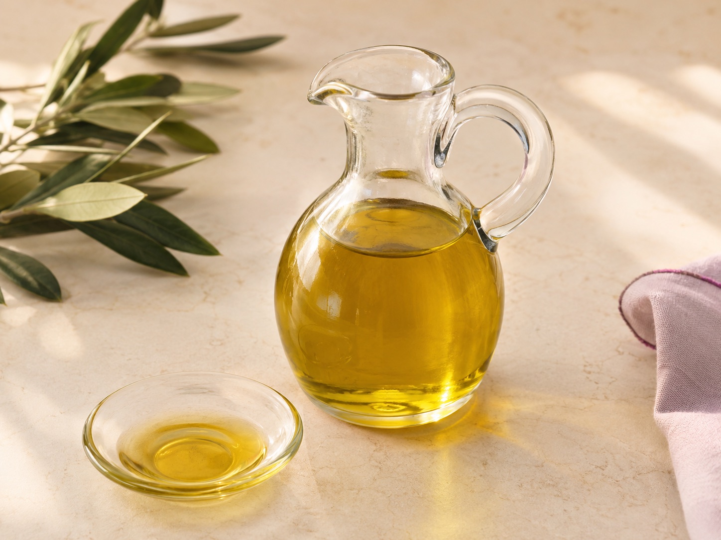 Olive oil styled for a healthy weight-loss ingredient guide.